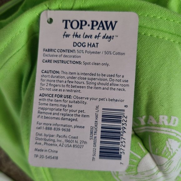 Top Paw Pet Dog Graphic T Shirt (size LG) & Hat (size L-XL) Set Green Tie Dye Te - Picture 7 of 8